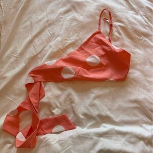 Nasty Gal Pink and White one shoulder crop top